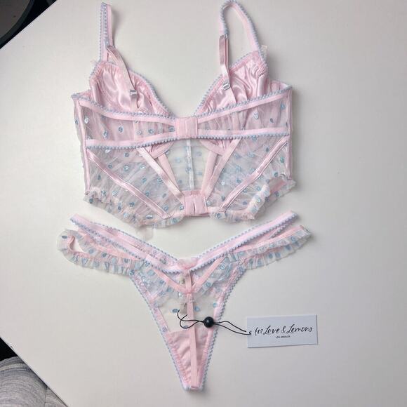 For Love And Lemons Delicate Rose Floral Foil bustier and panty set - Picture 7 of 11